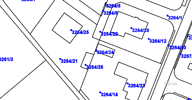 Parcela st. 3264/24 v KÚ Jaroměř, Katastrální mapa