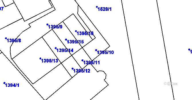 Parcela st. 1395/10 v KÚ Jaroměř, Katastrální mapa