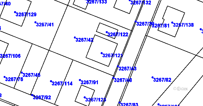 Parcela st. 3267/121 v KÚ Jaroměř, Katastrální mapa