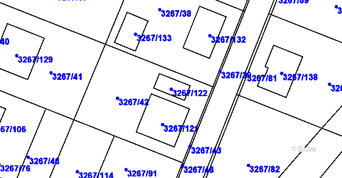 Parcela st. 3267/122 v KÚ Jaroměř, Katastrální mapa