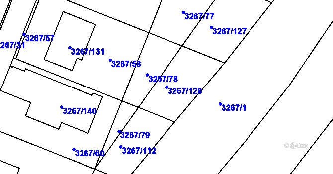 Parcela st. 3267/128 v KÚ Jaroměř, Katastrální mapa