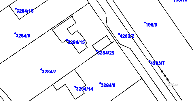 Parcela st. 3284/29 v KÚ Jaroměř, Katastrální mapa
