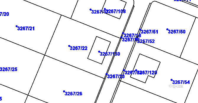 Parcela st. 3267/130 v KÚ Jaroměř, Katastrální mapa