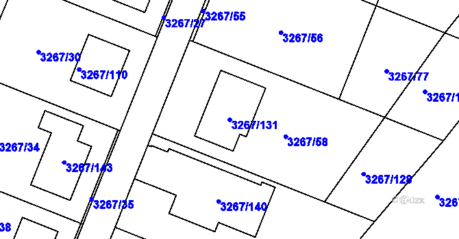 Parcela st. 3267/131 v KÚ Jaroměř, Katastrální mapa