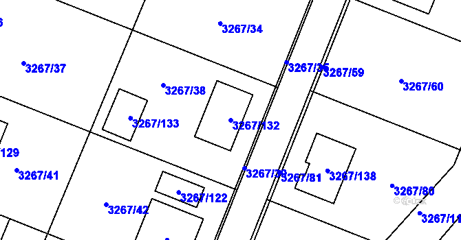Parcela st. 3267/132 v KÚ Jaroměř, Katastrální mapa