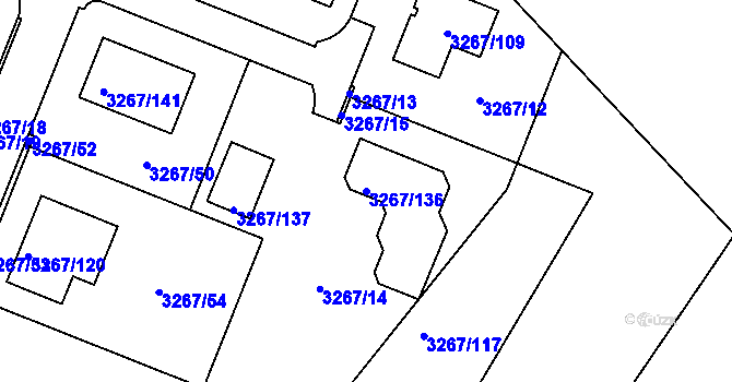 Parcela st. 3267/136 v KÚ Jaroměř, Katastrální mapa