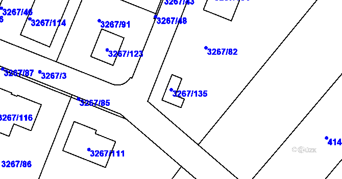 Parcela st. 3267/135 v KÚ Jaroměř, Katastrální mapa