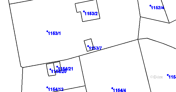 Parcela st. 1153/7 v KÚ Jaroměř, Katastrální mapa