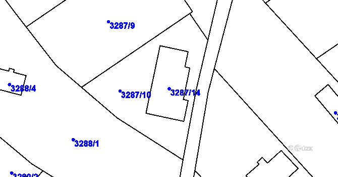 Parcela st. 3287/14 v KÚ Jaroměř, Katastrální mapa