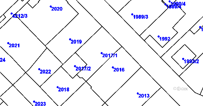 Parcela st. 2017/1 v KÚ Jaroměř, Katastrální mapa