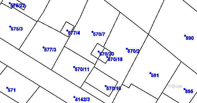 Parcela st. 570/20 v KÚ Jaroměř, Katastrální mapa