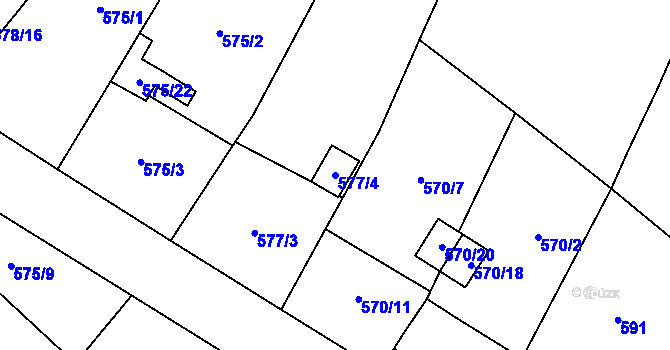 Parcela st. 577/4 v KÚ Jaroměř, Katastrální mapa