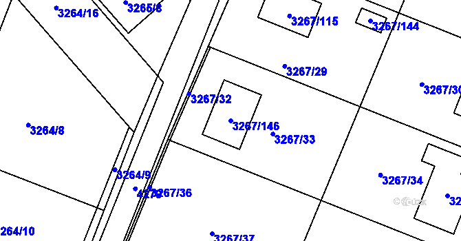 Parcela st. 3267/146 v KÚ Jaroměř, Katastrální mapa