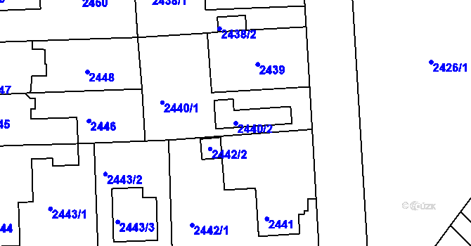 Parcela st. 2440/2 v KÚ Jaroměř, Katastrální mapa