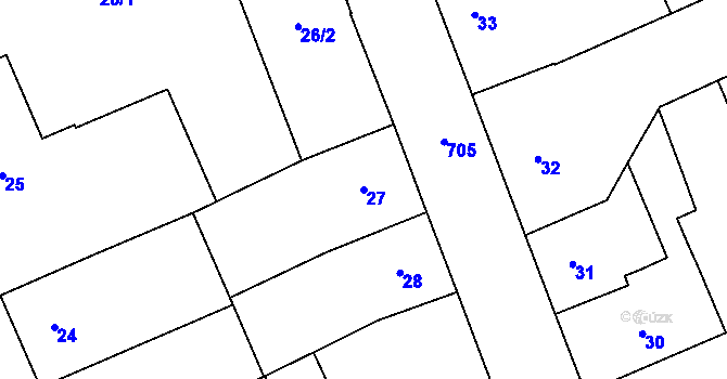 Parcela st. 27 v KÚ Josefov u Jaroměře, Katastrální mapa