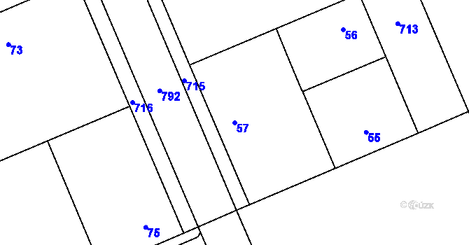 Parcela st. 57 v KÚ Josefov u Jaroměře, Katastrální mapa