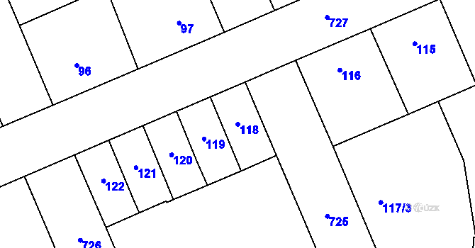Parcela st. 118 v KÚ Josefov u Jaroměře, Katastrální mapa