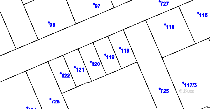Parcela st. 119 v KÚ Josefov u Jaroměře, Katastrální mapa
