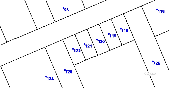 Parcela st. 121 v KÚ Josefov u Jaroměře, Katastrální mapa