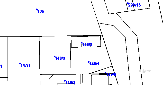 Parcela st. 148/2 v KÚ Josefov u Jaroměře, Katastrální mapa