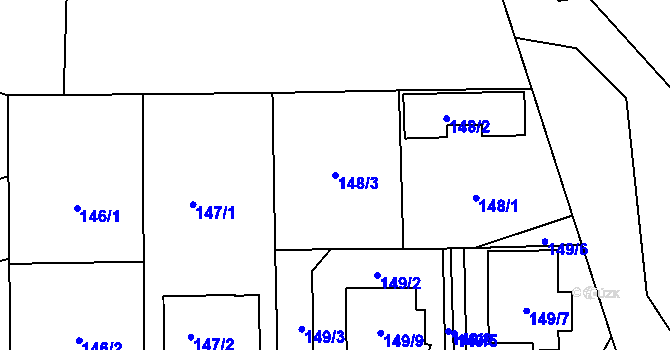 Parcela st. 148/3 v KÚ Josefov u Jaroměře, Katastrální mapa