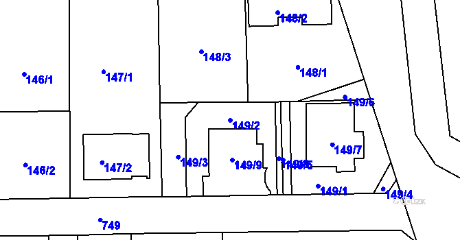 Parcela st. 149/2 v KÚ Josefov u Jaroměře, Katastrální mapa