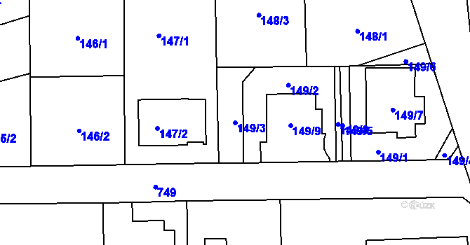 Parcela st. 149/3 v KÚ Josefov u Jaroměře, Katastrální mapa