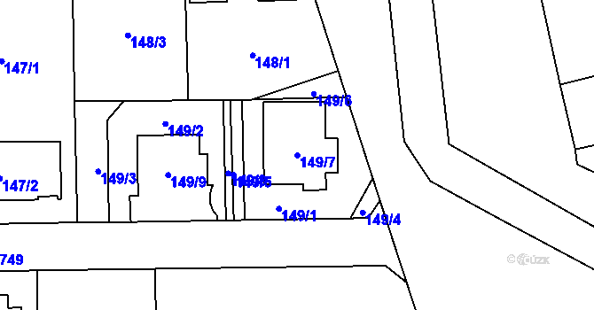 Parcela st. 149/7 v KÚ Josefov u Jaroměře, Katastrální mapa