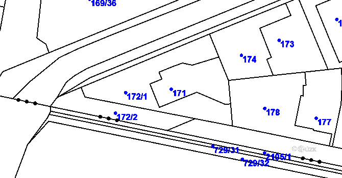 Parcela st. 171 v KÚ Josefov u Jaroměře, Katastrální mapa