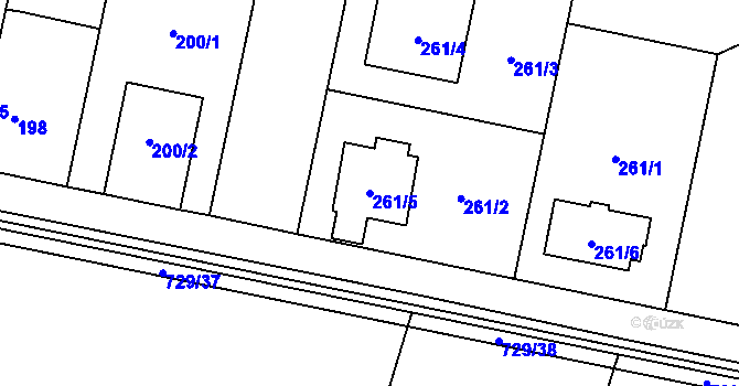 Parcela st. 261/5 v KÚ Josefov u Jaroměře, Katastrální mapa