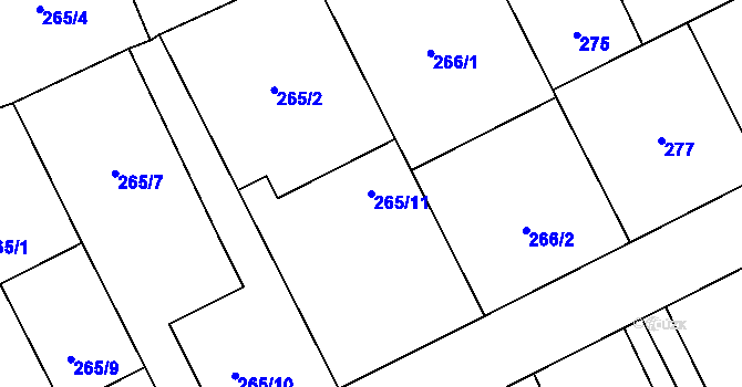 Parcela st. 265/11 v KÚ Josefov u Jaroměře, Katastrální mapa