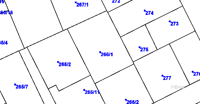 Parcela st. 266/1 v KÚ Josefov u Jaroměře, Katastrální mapa