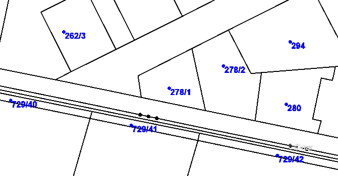 Parcela st. 278/1 v KÚ Josefov u Jaroměře, Katastrální mapa