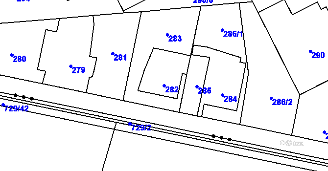 Parcela st. 282 v KÚ Josefov u Jaroměře, Katastrální mapa