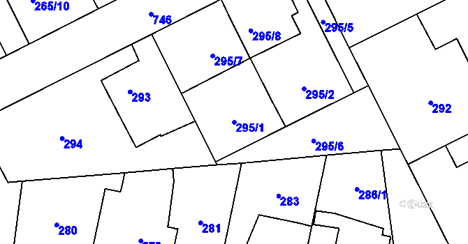 Parcela st. 295/1 v KÚ Josefov u Jaroměře, Katastrální mapa