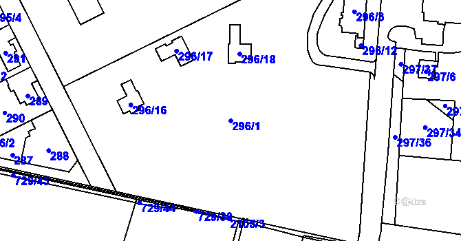 Parcela st. 296/1 v KÚ Josefov u Jaroměře, Katastrální mapa