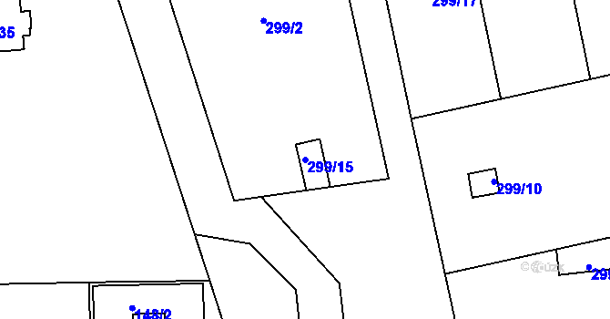 Parcela st. 299/15 v KÚ Josefov u Jaroměře, Katastrální mapa