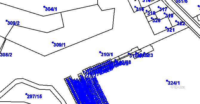 Parcela st. 310/1 v KÚ Josefov u Jaroměře, Katastrální mapa