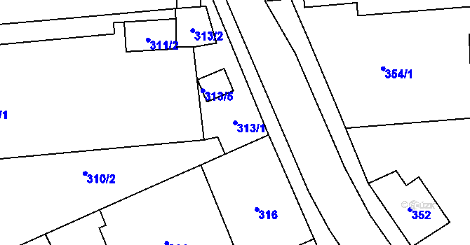 Parcela st. 313/1 v KÚ Josefov u Jaroměře, Katastrální mapa