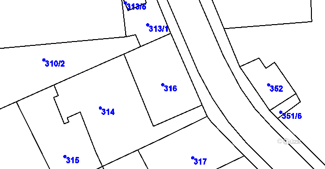 Parcela st. 316 v KÚ Josefov u Jaroměře, Katastrální mapa