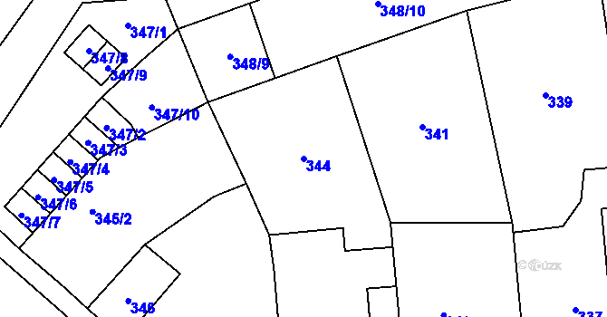 Parcela st. 344 v KÚ Josefov u Jaroměře, Katastrální mapa