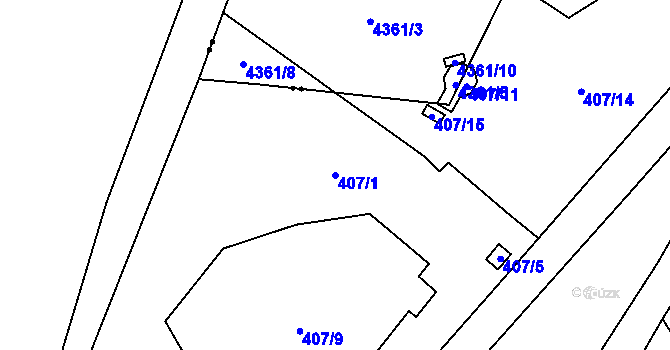 Parcela st. 407/1 v KÚ Josefov u Jaroměře, Katastrální mapa