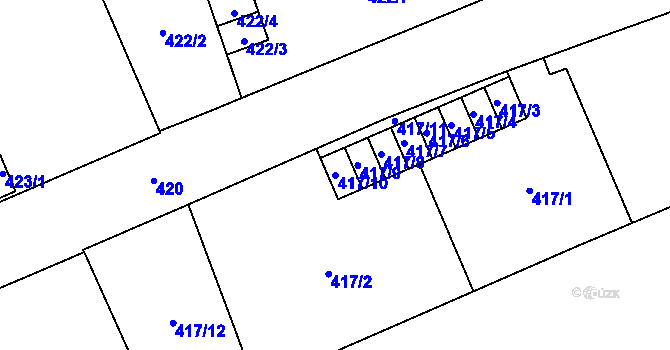 Parcela st. 417/10 v KÚ Josefov u Jaroměře, Katastrální mapa