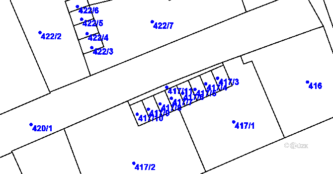 Parcela st. 417/11 v KÚ Josefov u Jaroměře, Katastrální mapa