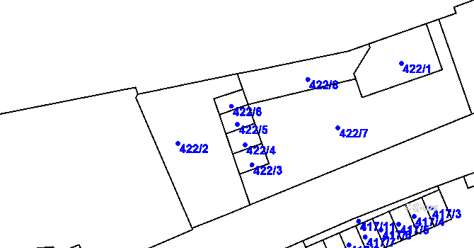 Parcela st. 422/5 v KÚ Josefov u Jaroměře, Katastrální mapa