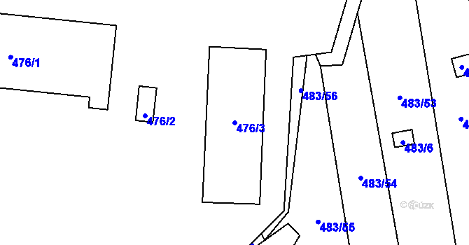 Parcela st. 476/3 v KÚ Josefov u Jaroměře, Katastrální mapa