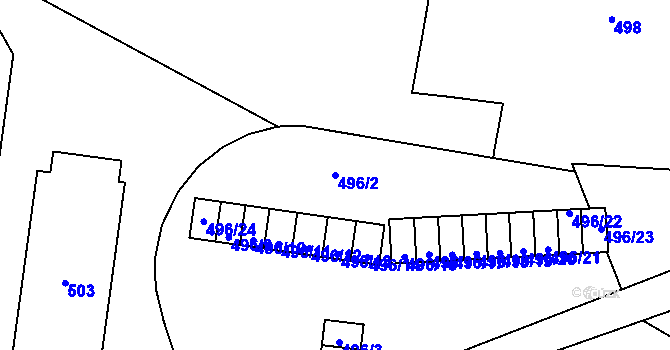 Parcela st. 496/2 v KÚ Josefov u Jaroměře, Katastrální mapa