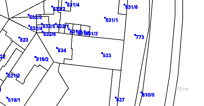 Parcela st. 533 v KÚ Josefov u Jaroměře, Katastrální mapa