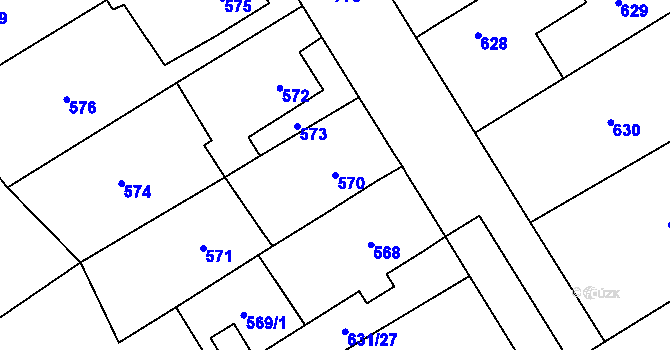 Parcela st. 570 v KÚ Josefov u Jaroměře, Katastrální mapa