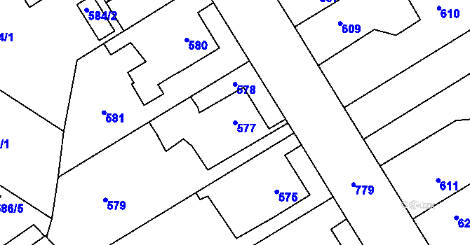 Parcela st. 577 v KÚ Josefov u Jaroměře, Katastrální mapa
